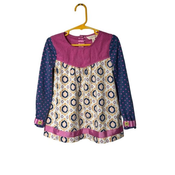 Matilda Jane Girls Long Sleeve Tunic Top With Button Back & Pink Polka Size 4 - Picture 1 of 7